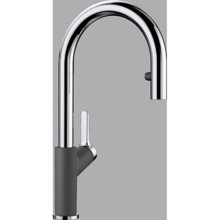 Urbena Pull Down Dual Spray Kitchen Faucet 1.5 GPM - Chrome/Cinder